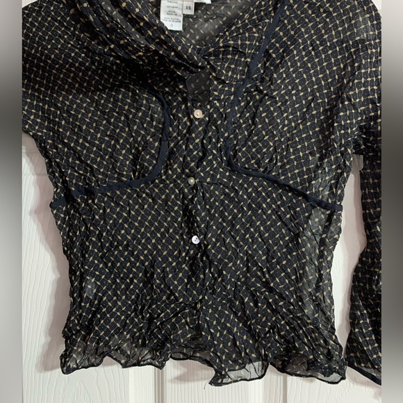 VTG Studio M 100% silk black/tan blouse, top with 3/4 sleeves - 0 - Picture 8 of 10